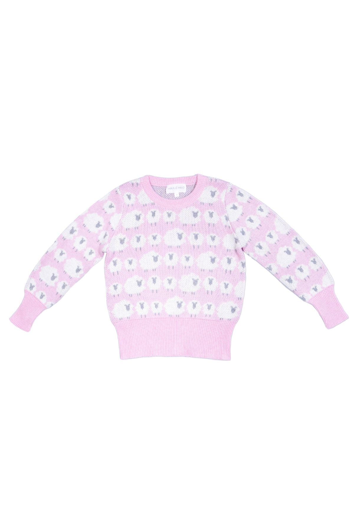 MIKA & MILO Little Bo Peep Jumper | Bubble Gum - - organic cotton cashmere