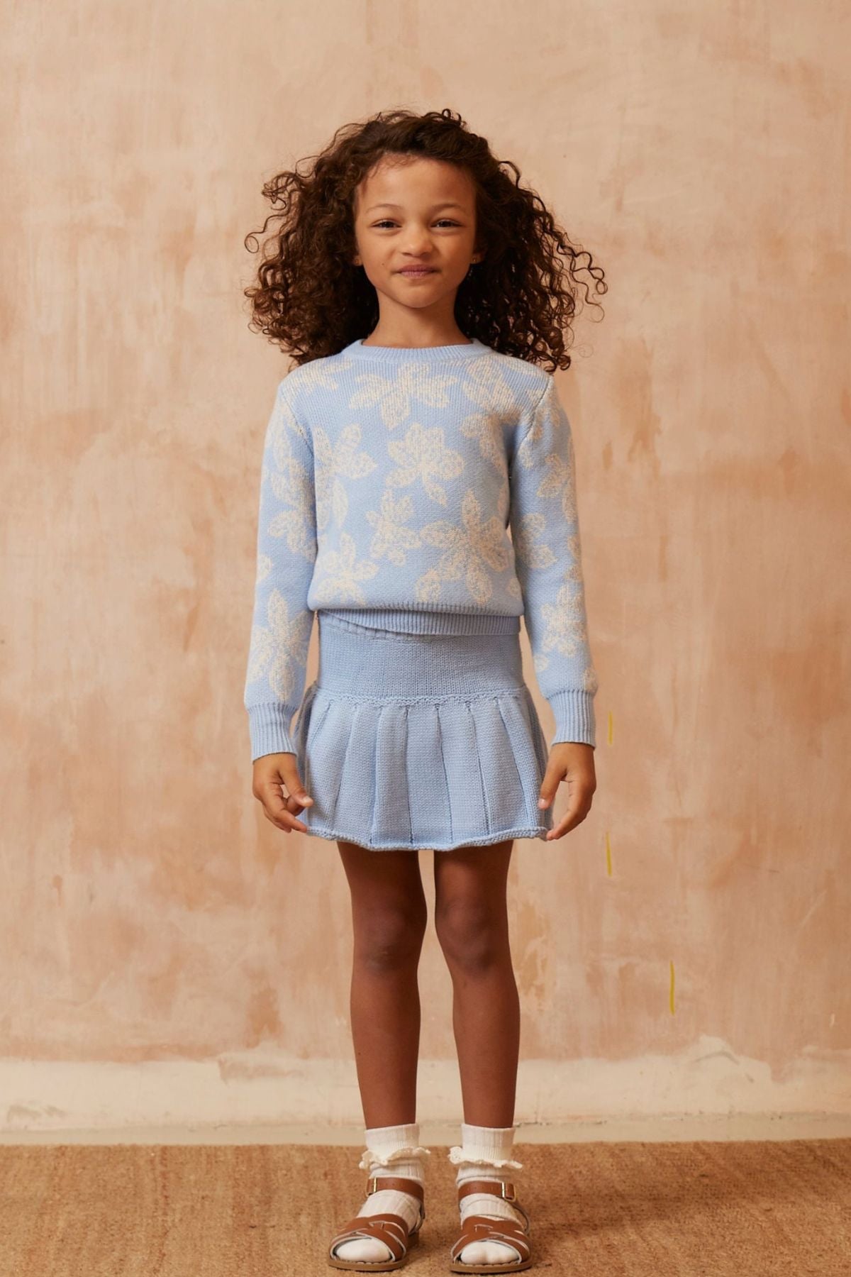 MIKA & MILO Pleated Tennis Skirt | Sky - - organic cotton cashmere