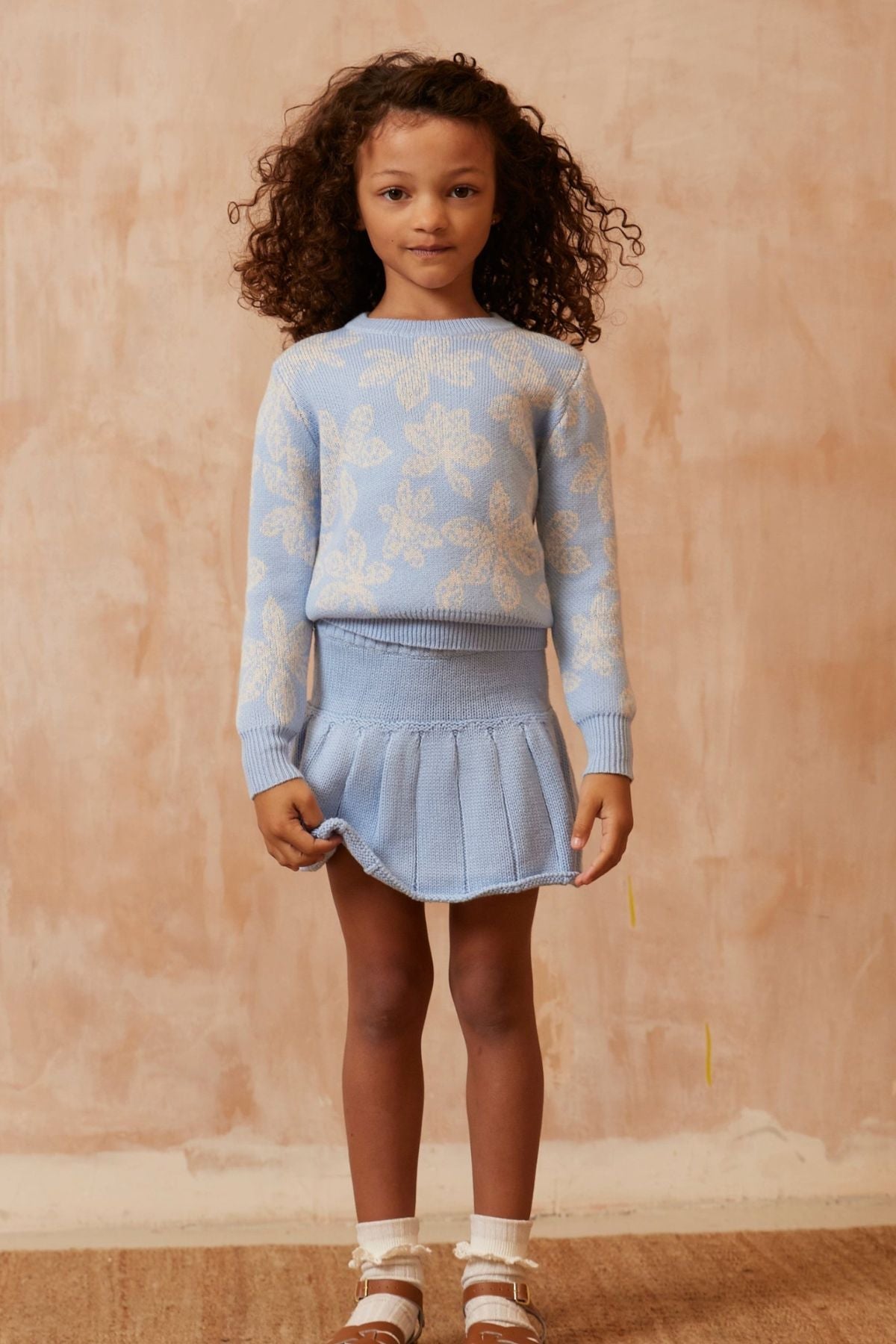 MIKA & MILO Pleated Tennis Skirt | Sky - - organic cotton cashmere