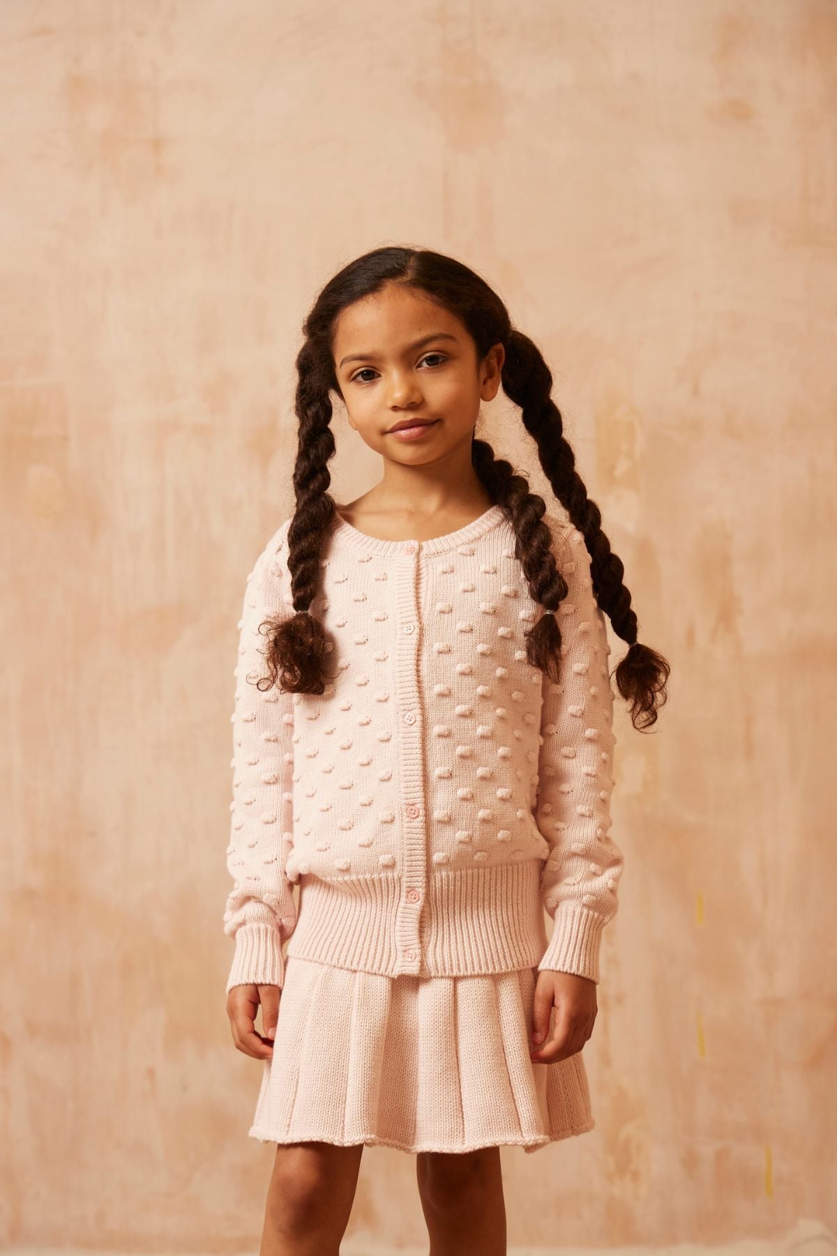 Popcorn Knit Cardigan | Blush