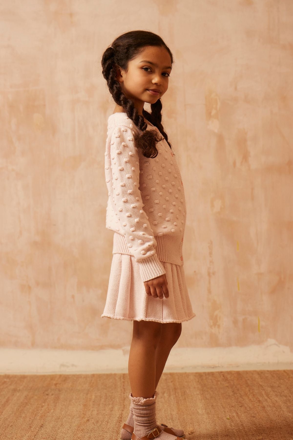 Popcorn Knit Cardigan | Blush