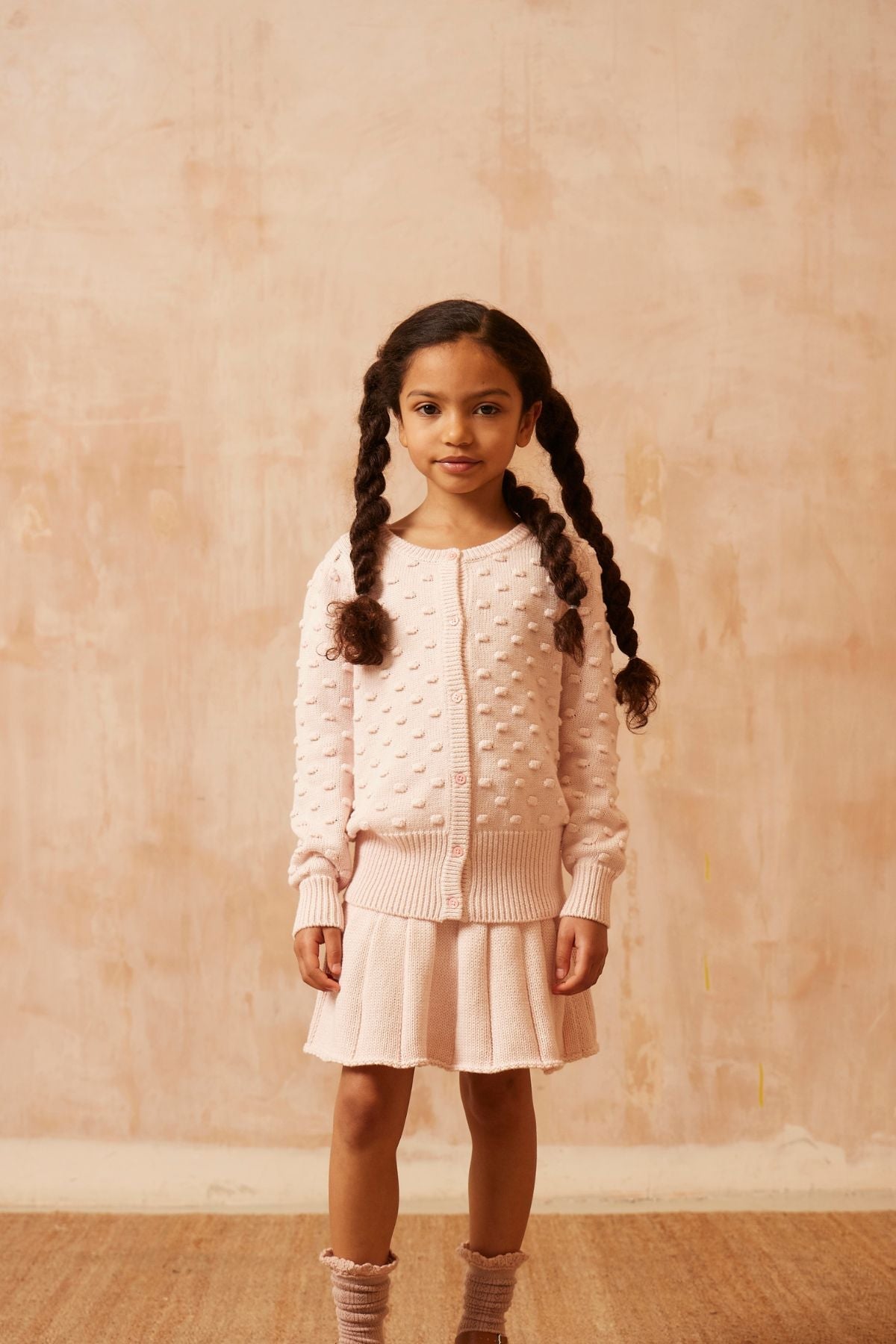 Popcorn Knit Cardigan | Blush