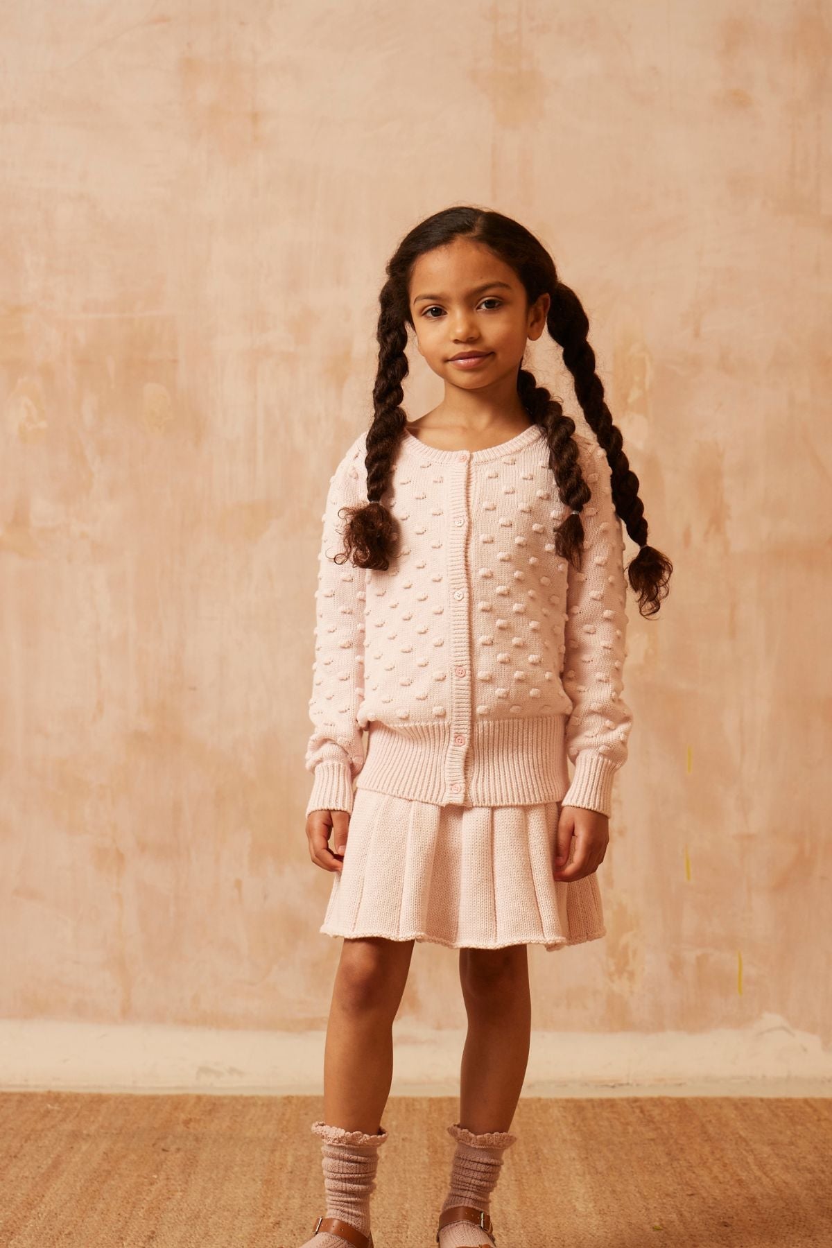 Popcorn Knit Cardigan | Blush