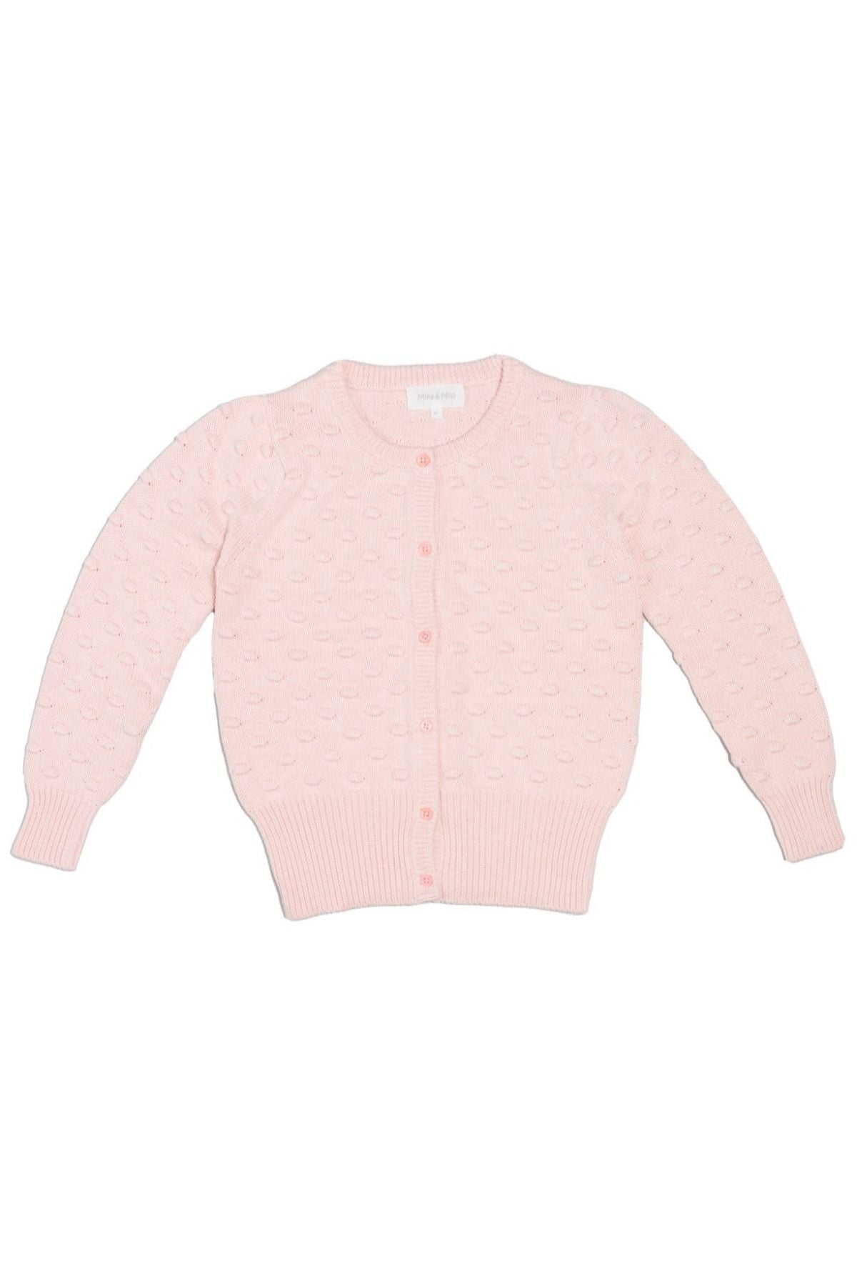 MIKA & MILO Popcorn Knit Cardigan | Blush - - organic cotton cashmere
