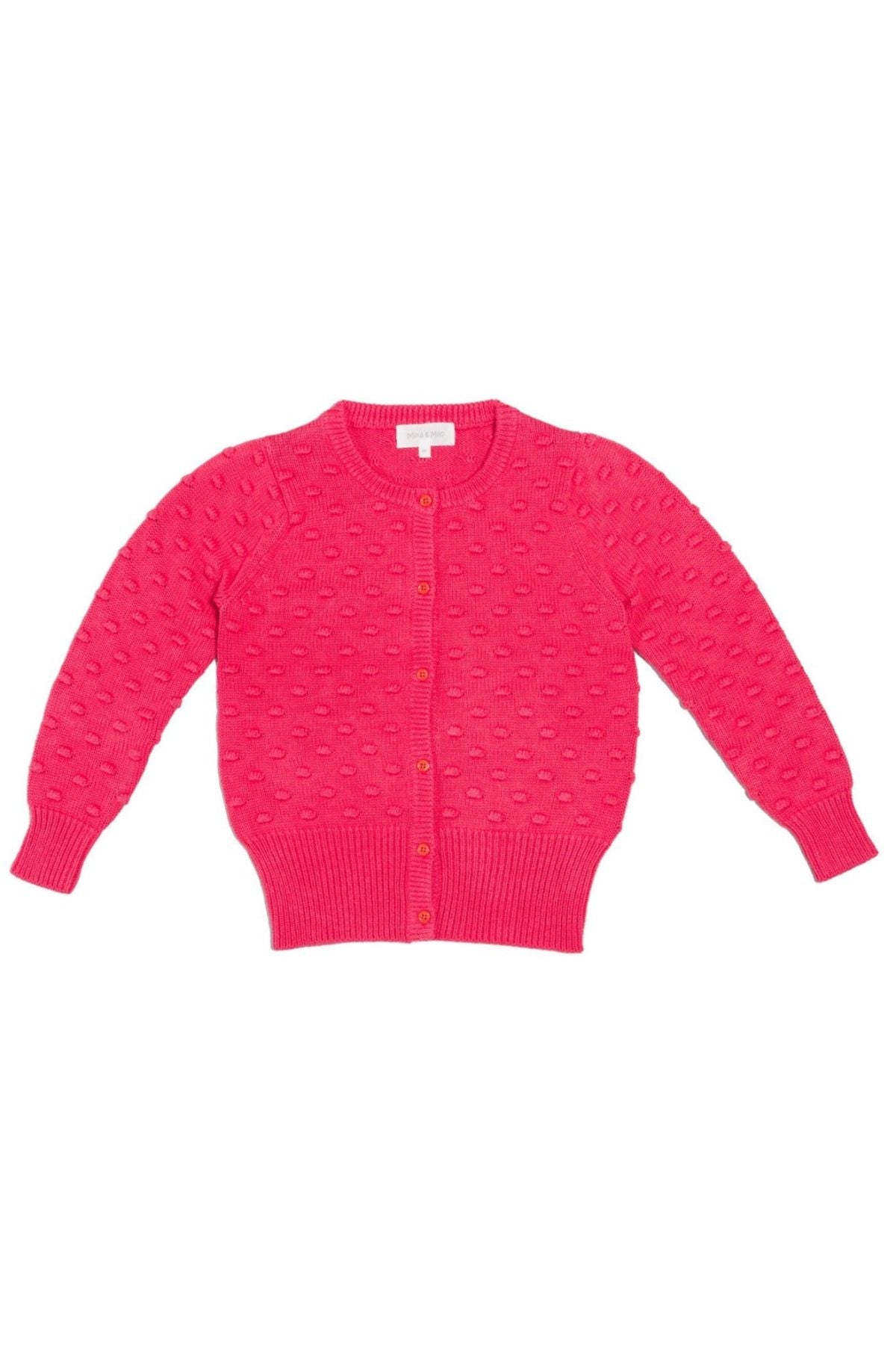Popcorn Knit Cardigan | Raspberry by MIKA & MILO, organic cotton, vetted by KIDDYKIND