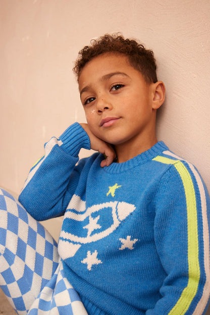 Striped Rocket Jumper | Hussar Blue