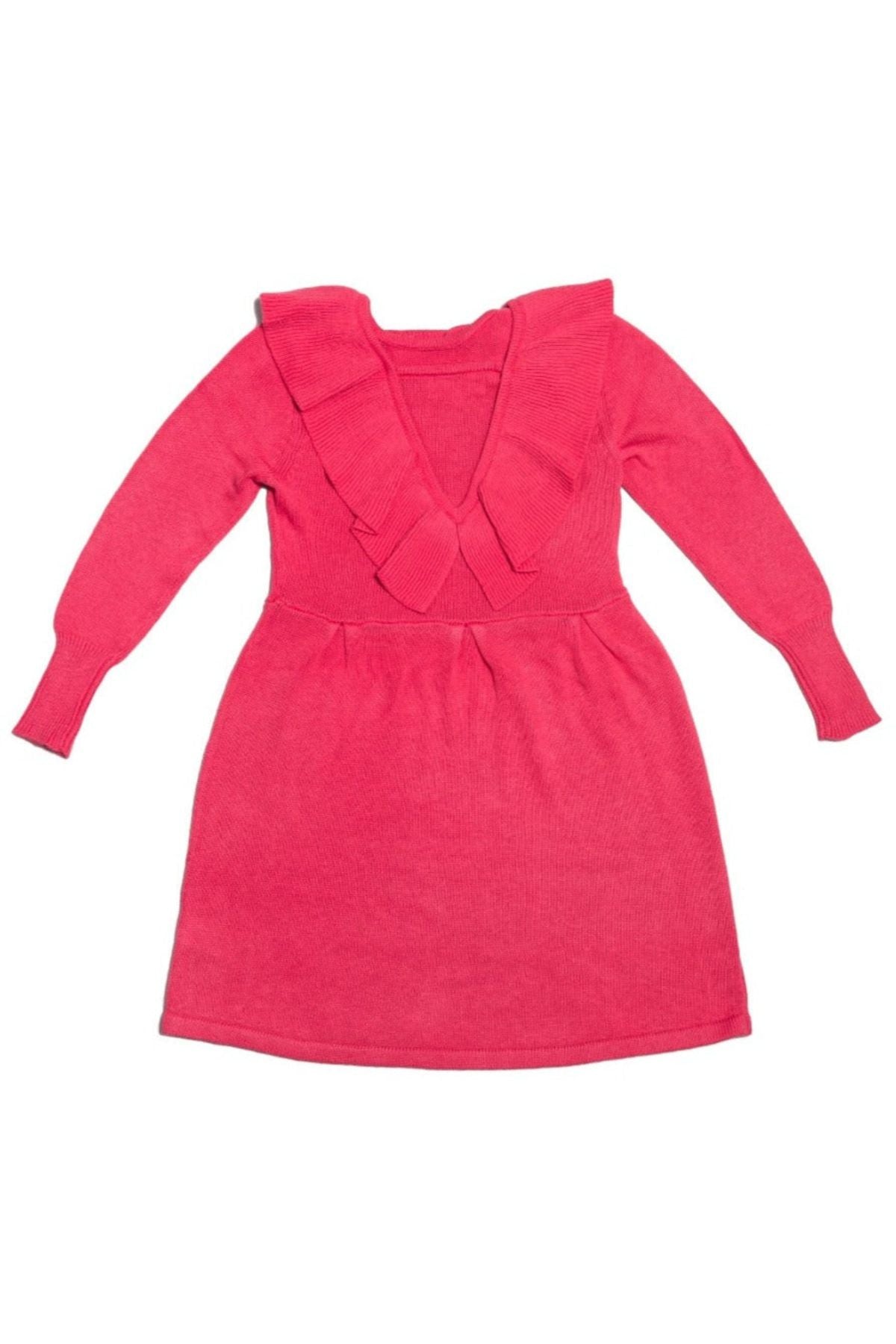 Ruffled V Dress | Raspberry by MIKA & MILO, organic cotton, vetted by KIDDYKIND