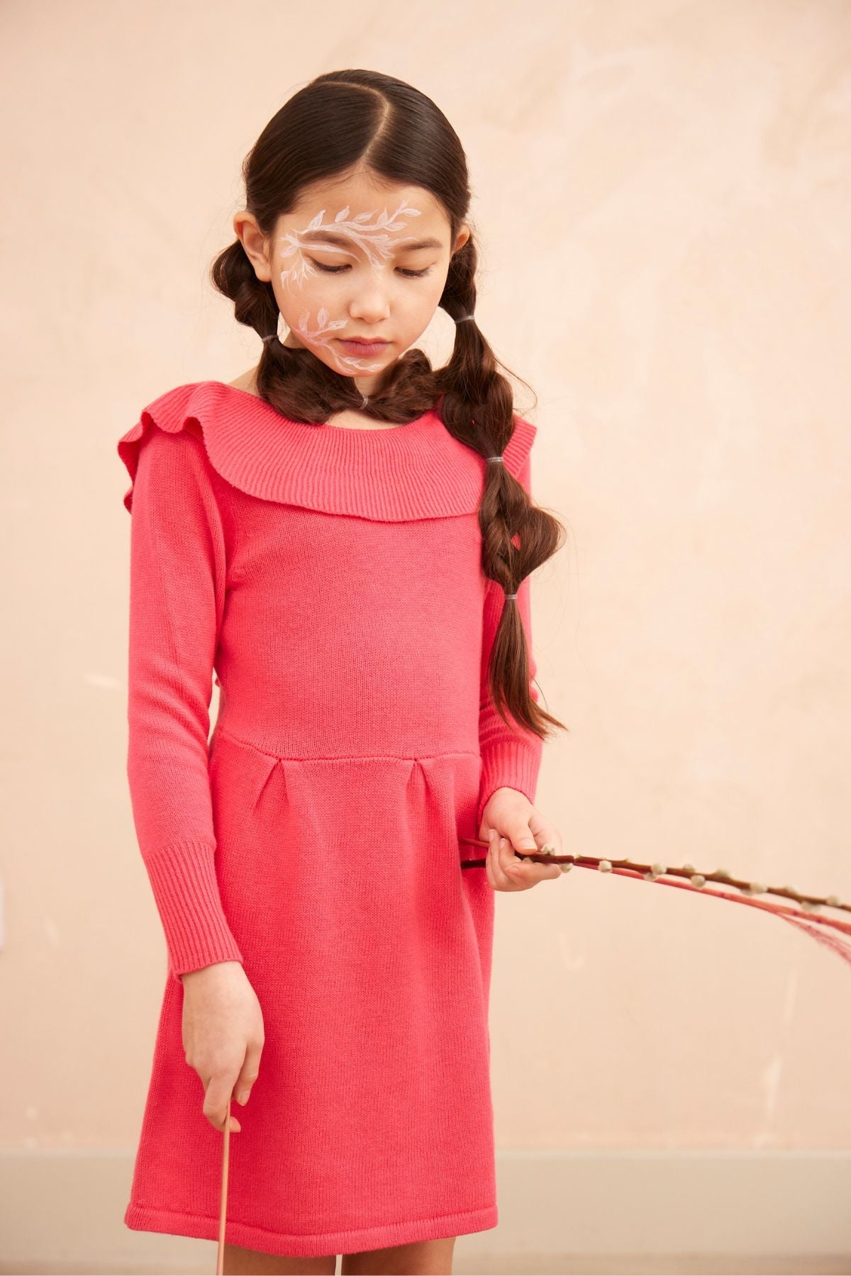 Ruffled V Dress | Raspberry by MIKA & MILO, organic cotton, vetted by KIDDYKIND
