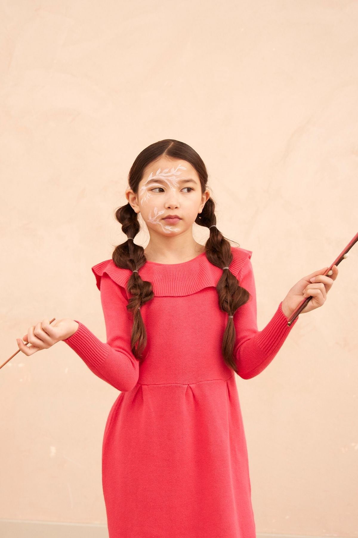 Ruffled V Dress | Raspberry by MIKA & MILO, organic cotton, vetted by KIDDYKIND