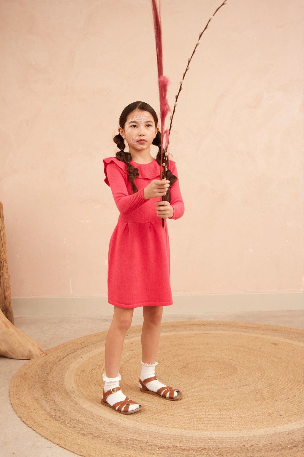 Ruffled V Dress | Raspberry