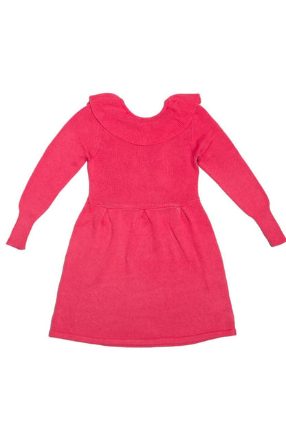 Ruffled V Dress | Raspberry by MIKA & MILO, organic cotton, vetted by KIDDYKIND