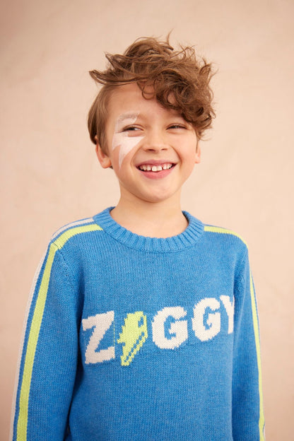 MIKA & MILO Striped Ziggy Jumper | Hussar Blue - - organic cotton cashmere