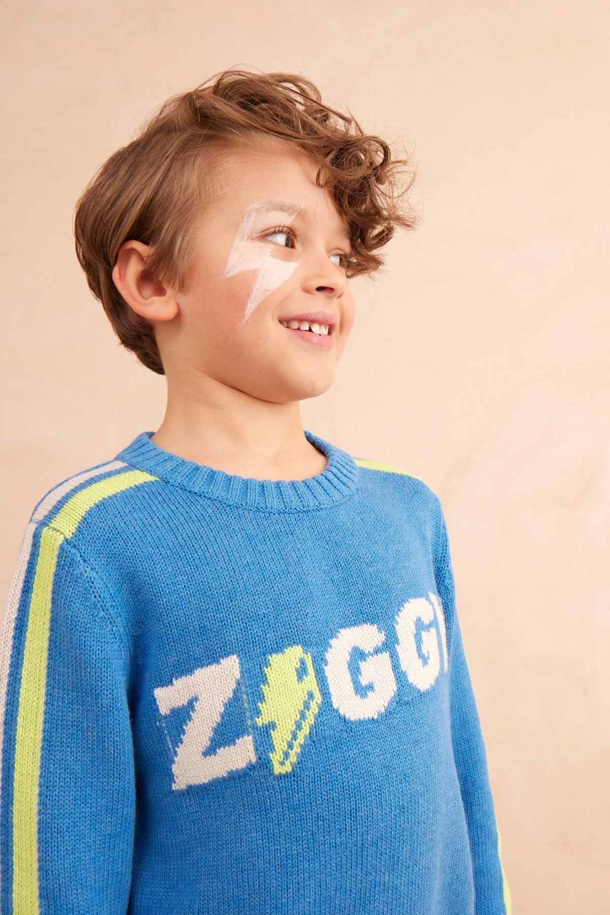 MIKA & MILO Striped Ziggy Jumper | Hussar Blue - - organic cotton cashmere