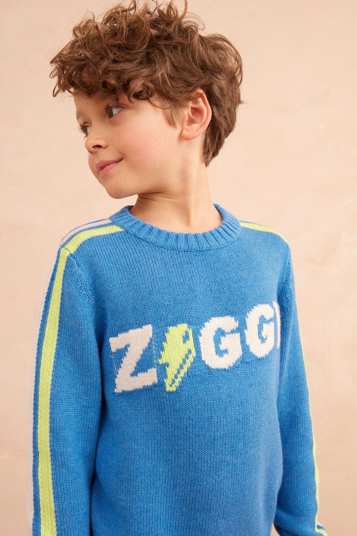 MIKA & MILO Striped Ziggy Jumper | Hussar Blue - - organic cotton cashmere