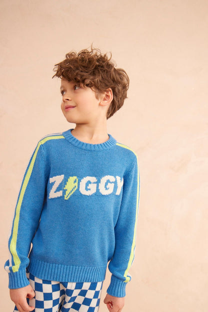 MIKA & MILO Striped Ziggy Jumper | Hussar Blue - - organic cotton cashmere