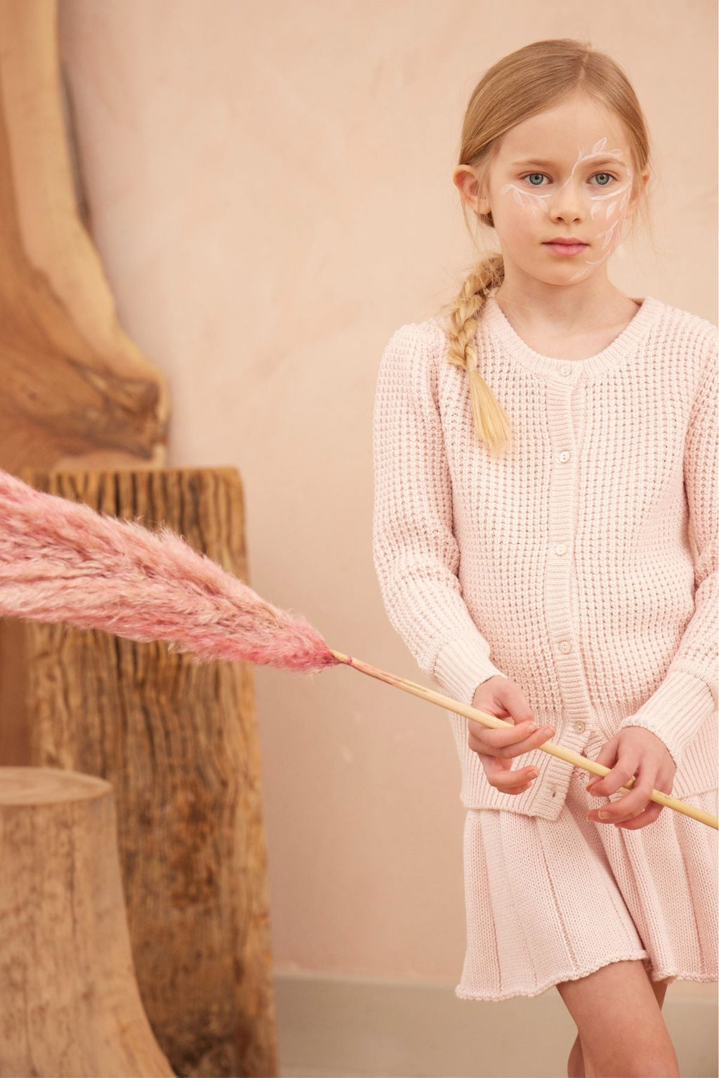 Waffle Knit Cardigan | Blush