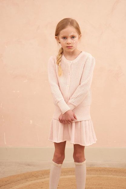 MIKA & MILO Waffle Knit Cardigan | Blush - - organic cotton cashmere