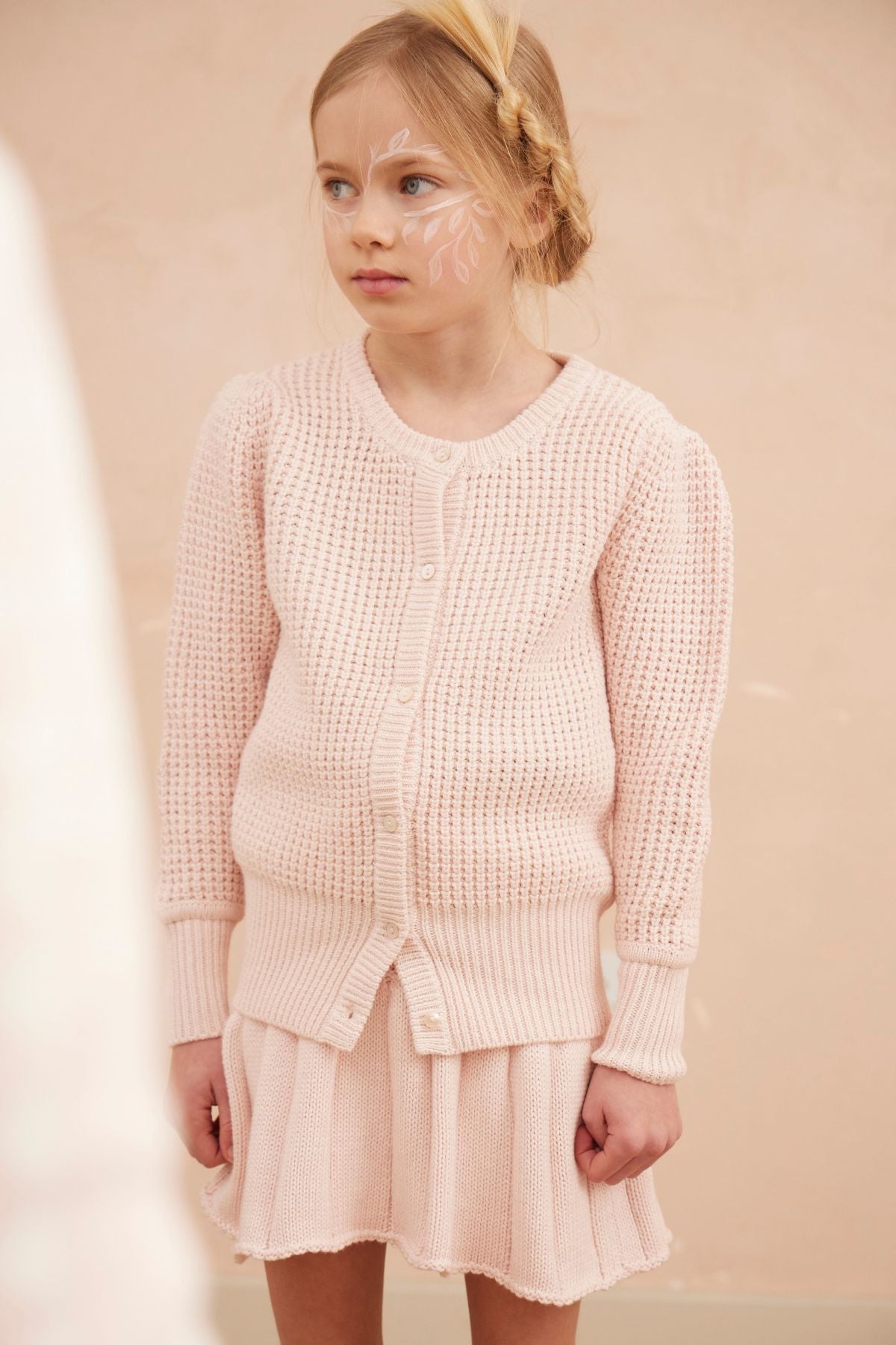 Waffle Knit Cardigan | Blush