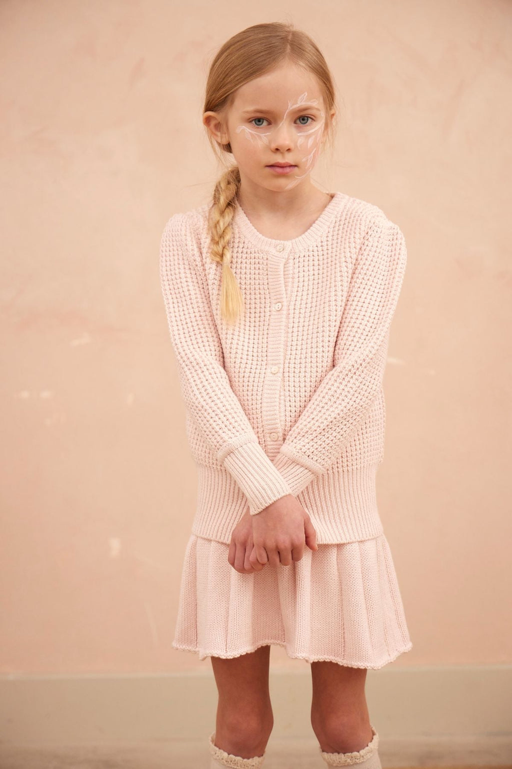Waffle Knit Cardigan | Blush