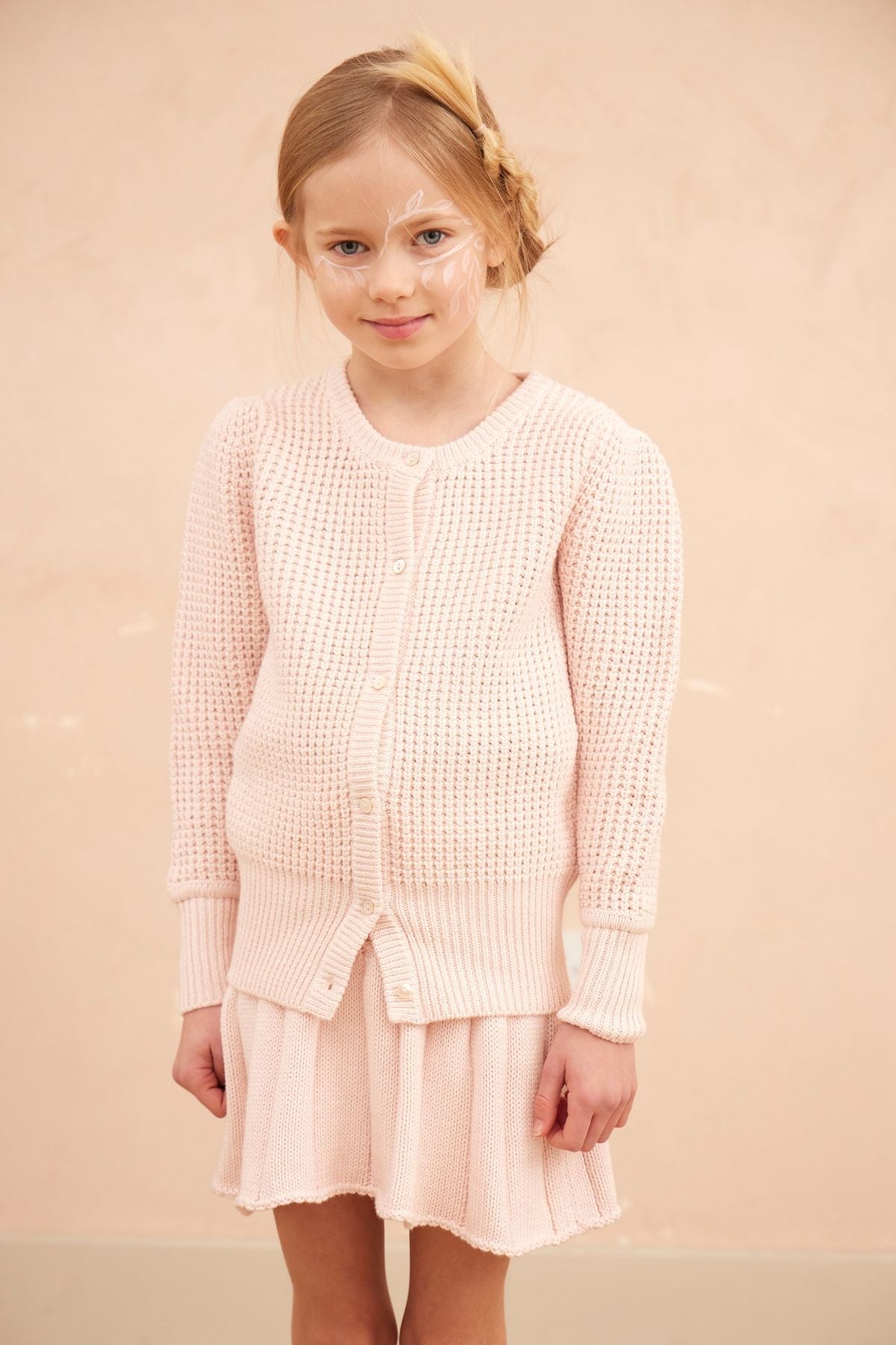 Waffle Knit Cardigan | Blush