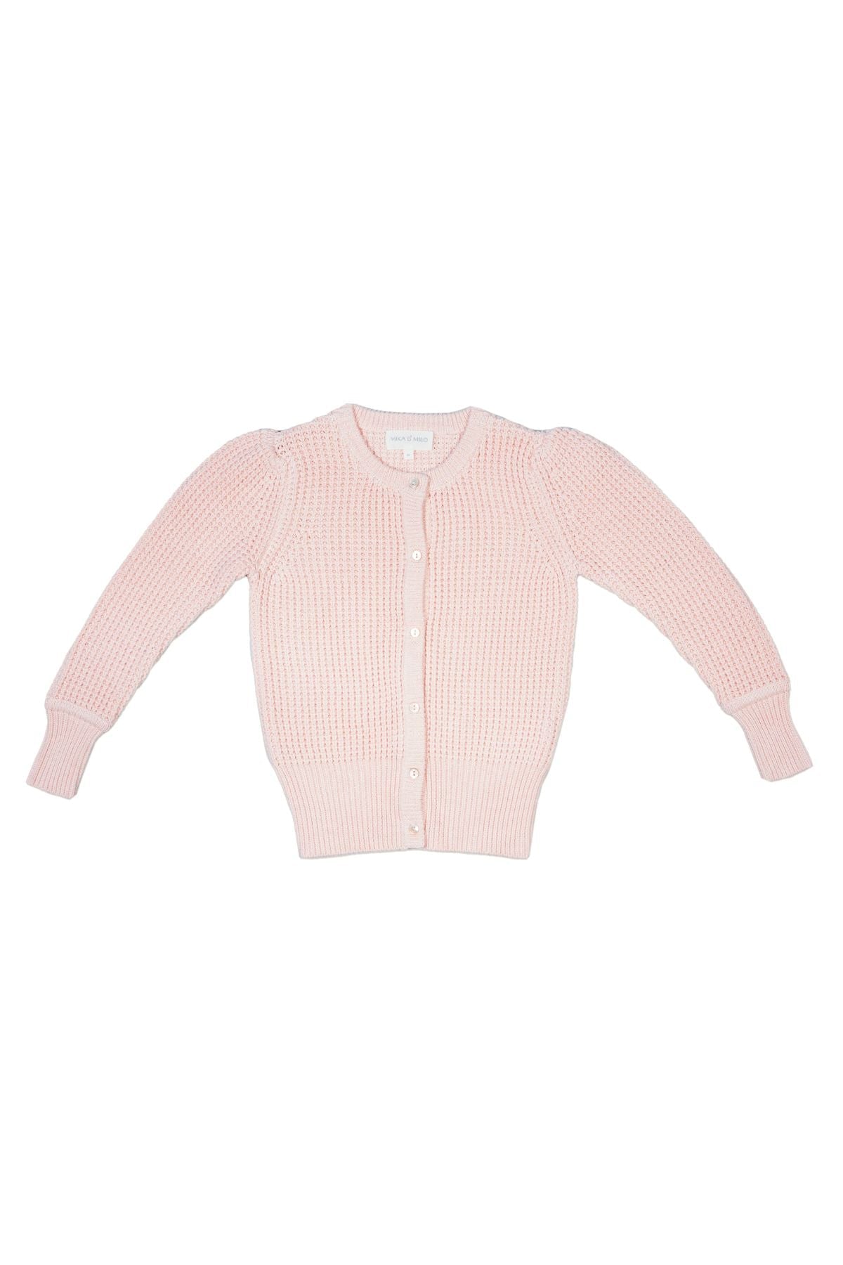 MIKA & MILO Waffle Knit Cardigan | Blush - - organic cotton cashmere