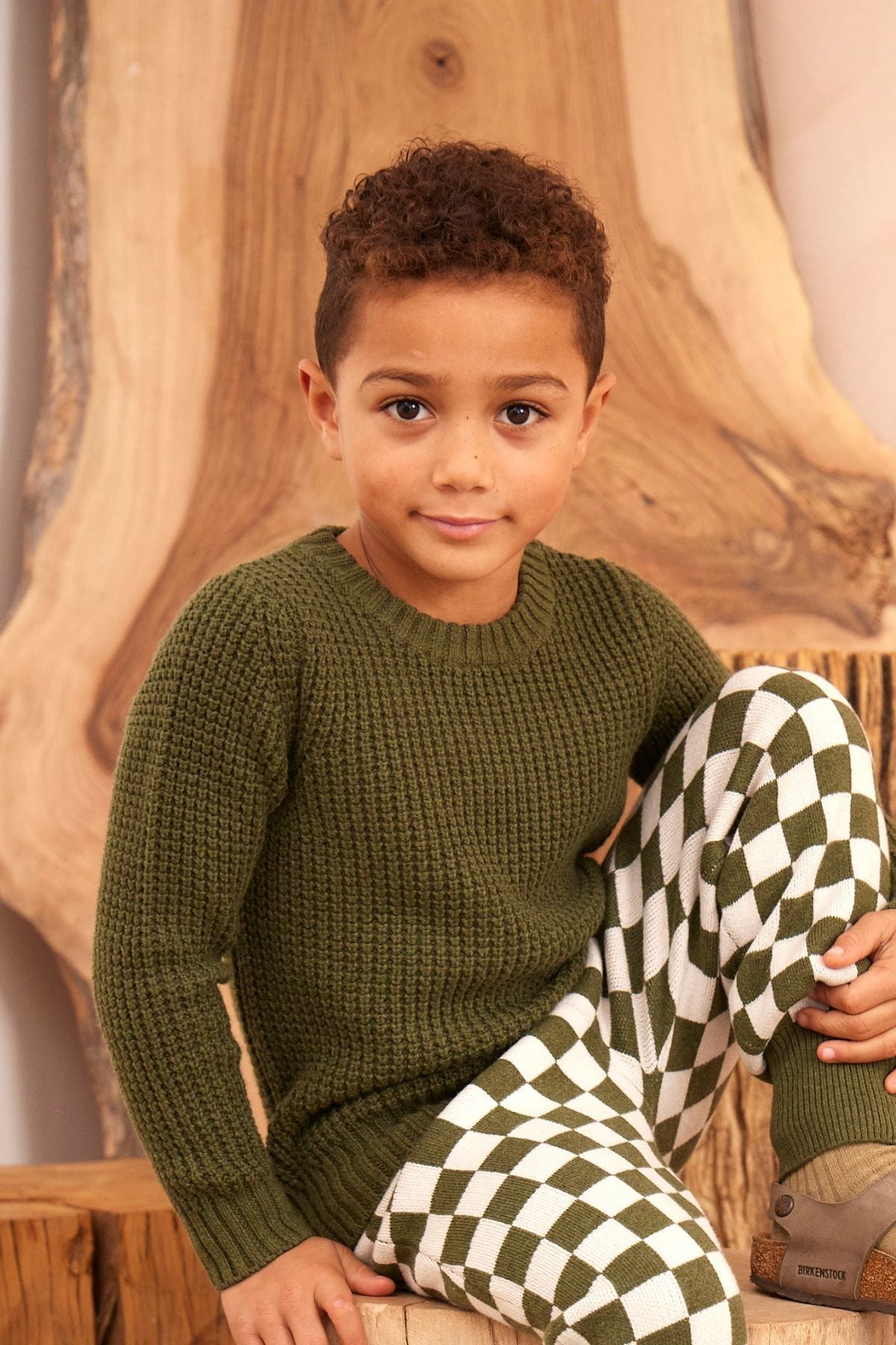 Waffle Knit Jumper | Avocado by MIKA & MILO, organic cotton, vetted by KIDDYKIND