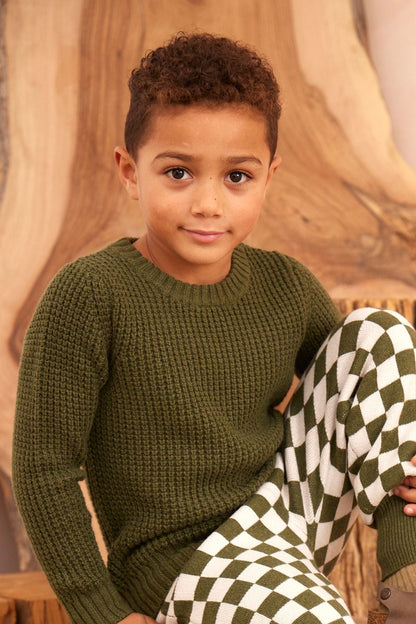 Waffle Knit Jumper | Avocado by MIKA & MILO, organic cotton, vetted by KIDDYKIND