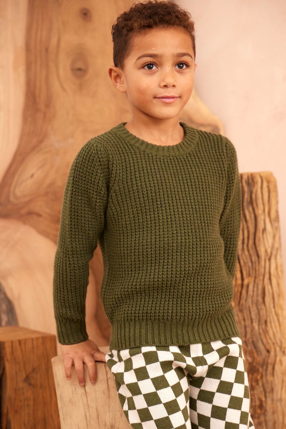 Waffle Knit Jumper | Avocado by MIKA & MILO, organic cotton, vetted by KIDDYKIND