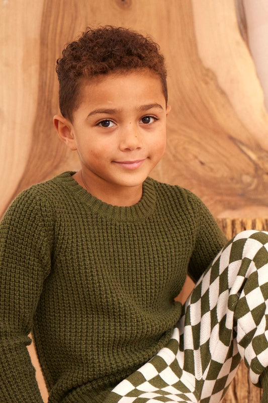 Waffle Knit Jumper | Avocado by MIKA & MILO, organic cotton, vetted by KIDDYKIND