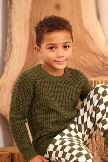 Waffle Knit Jumper | Avocado by MIKA & MILO, organic cotton, vetted by KIDDYKIND
