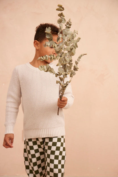 Waffle Knit Jumper | Chalk by MIKA & MILO, organic cotton, vetted by KIDDYKIND