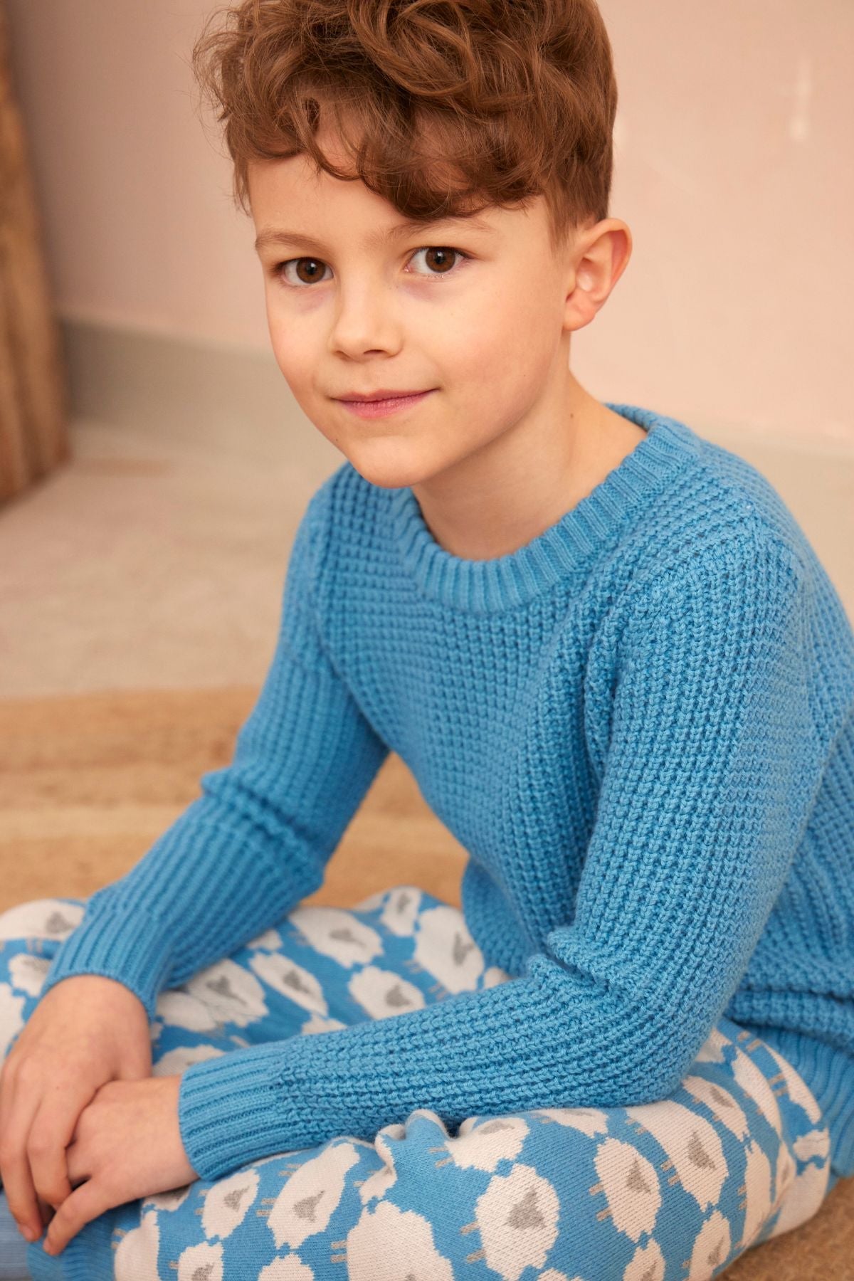 Waffle Knit Jumper | Iceland Blue