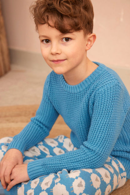 Waffle Knit Jumper | Iceland Blue by MIKA & MILO, organic cotton, vetted by KIDDYKIND