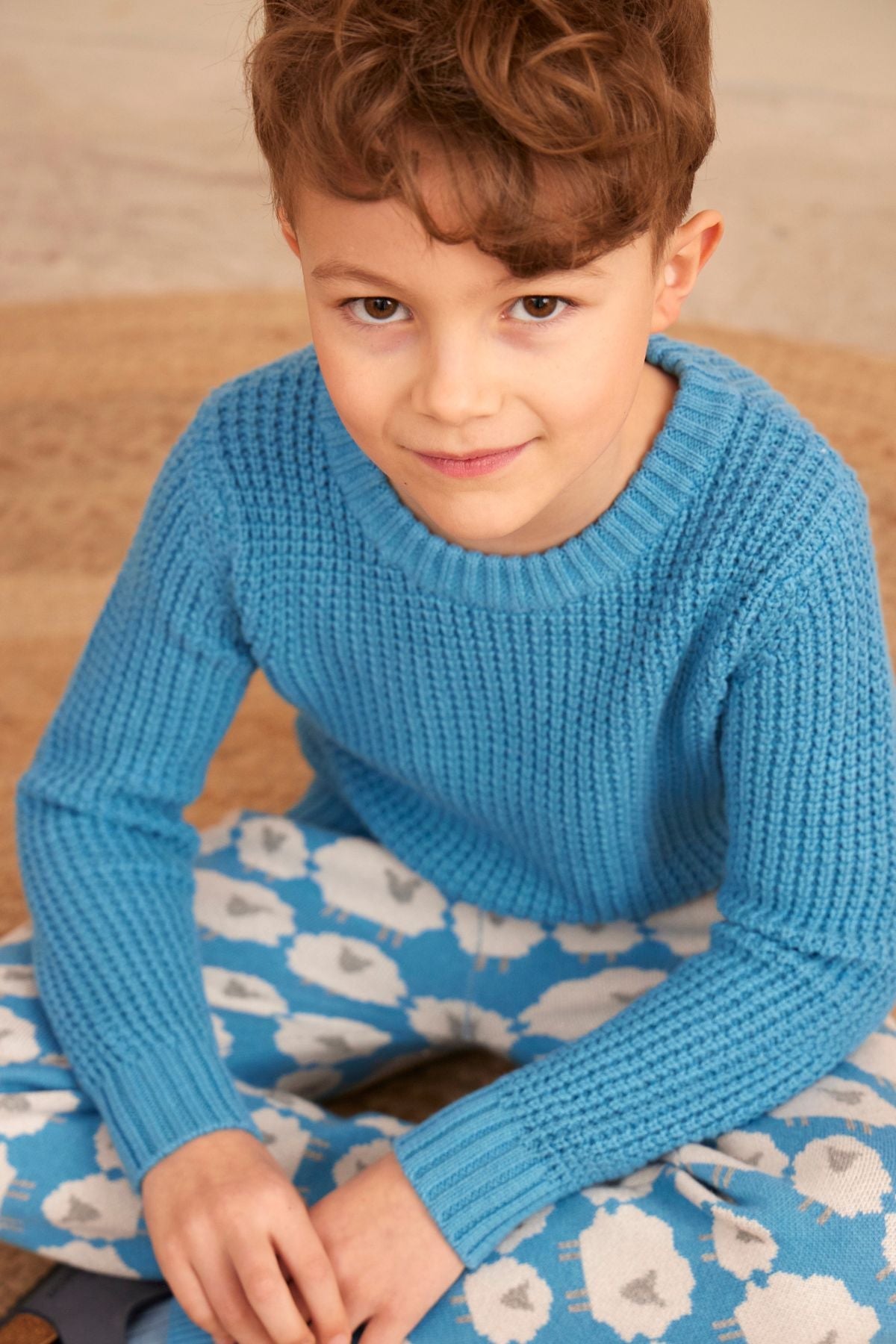 Waffle Knit Jumper | Iceland Blue