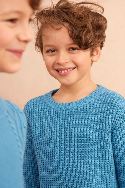 Waffle Knit Jumper | Iceland Blue by MIKA & MILO, organic cotton, vetted by KIDDYKIND