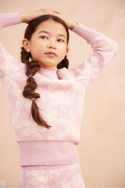 Chestnut Leaves Jumper | Bubble Gum by MIKA & MILO, organic cotton, vetted by KIDDYKIND