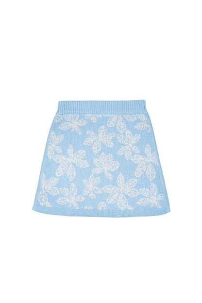 MIKA & MILO Chestnut Leaves Pencil Skirt | Sky - - organic cotton cashmere