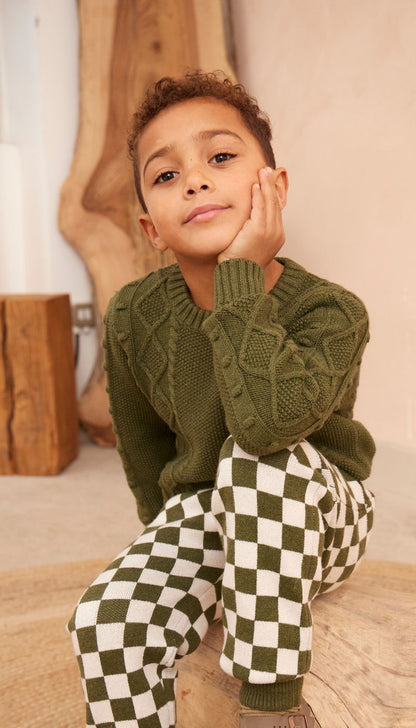 MIKA & MILO Cable Popcorn Jumper | Avocado - - organic cotton cashmere