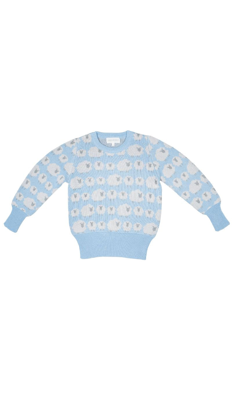 MIKA & MILO Little Bo Peep Jumper | Sky - - organic cotton cashmere