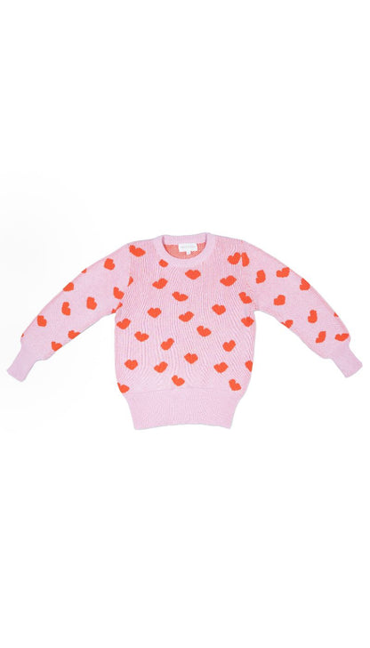 MIKA & MILO Love Hearts Jumper | Bubble Gum - - organic cotton cashmere