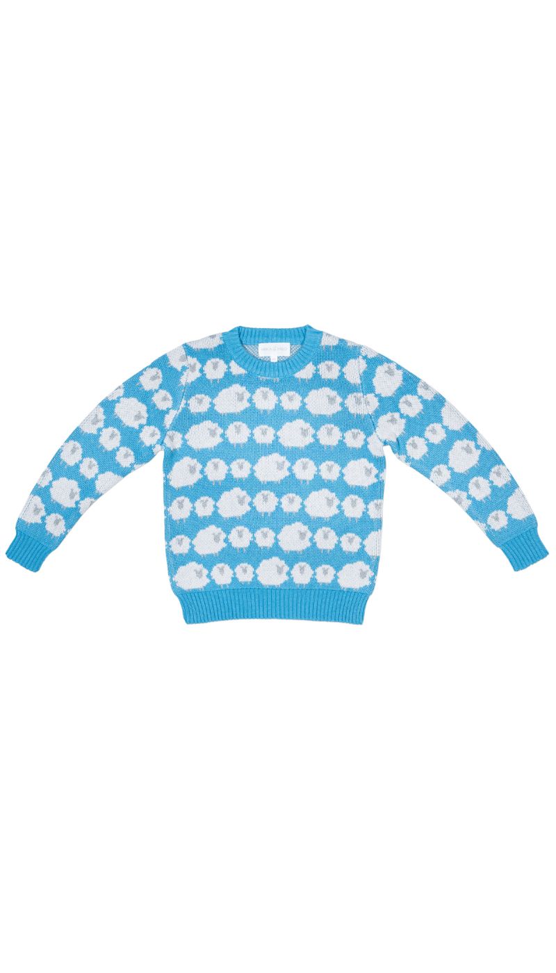 MIKA & MILO Flock of Sheep Jumper | Iceland Blue - - organic cotton cashmere