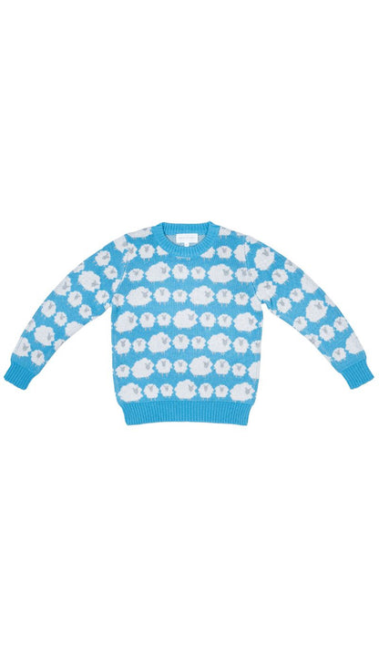 MIKA & MILO Flock of Sheep Jumper | Iceland Blue - - organic cotton cashmere