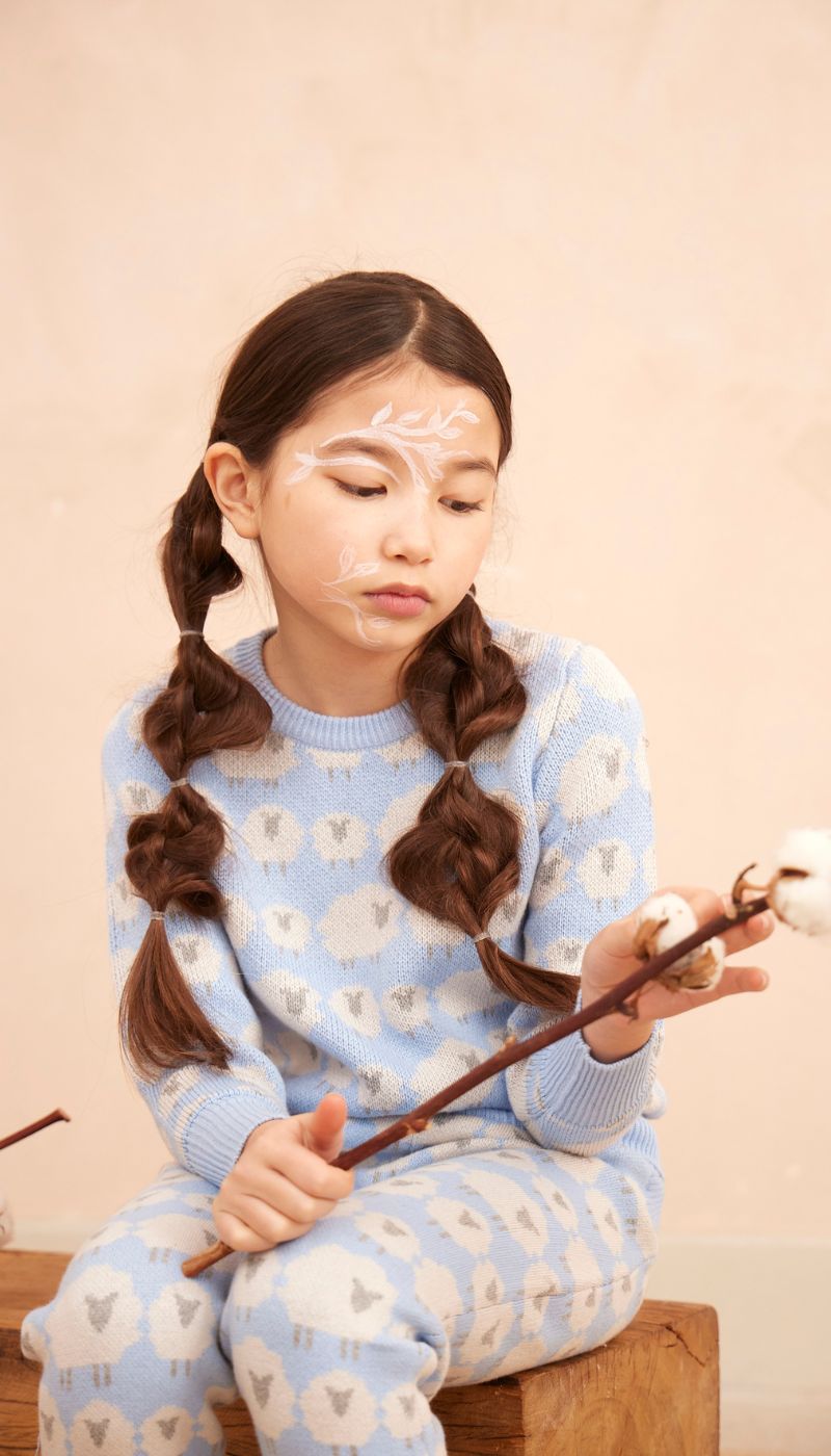 MIKA & MILO Little Bo Peep Jumper | Sky - - organic cotton cashmere