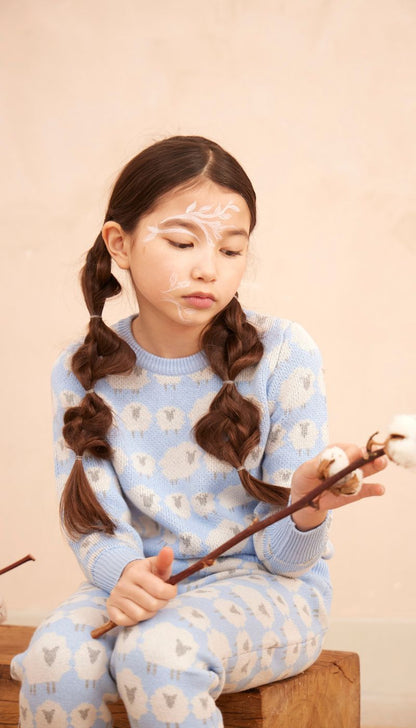 MIKA & MILO Little Bo Peep Jumper | Sky - - organic cotton cashmere