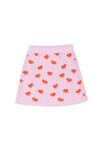 MIKA & MILO Love Hearts Pencil Skirt | Bubble Gum - - organic cotton cashmere