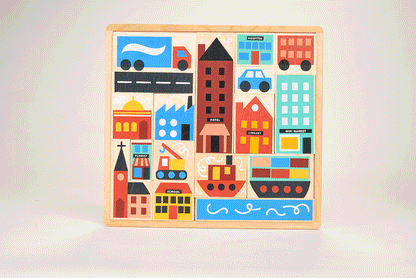 Sustainable Montessori toy: Town Puzzle | KIDDYKIND