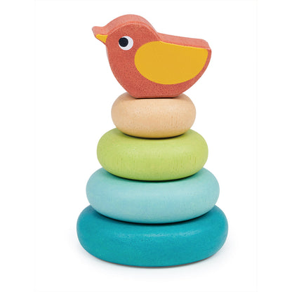 Stacking Tree With Bird — Montessori wooden toy UK | KIDDYKIND