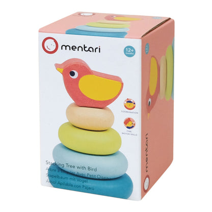 Stacking Tree With Bird — Montessori wooden toy UK | KIDDYKIND