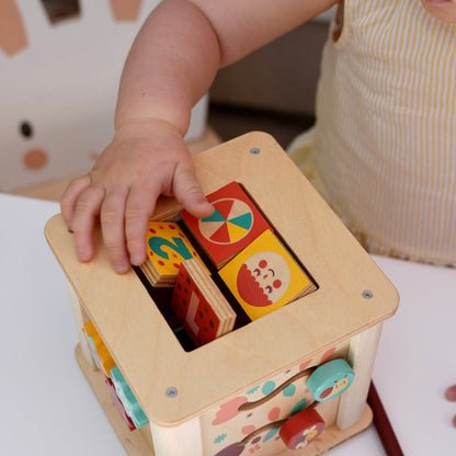 Sustainable Montessori toy: Toddler Avctivity Cube | KIDDYKIND