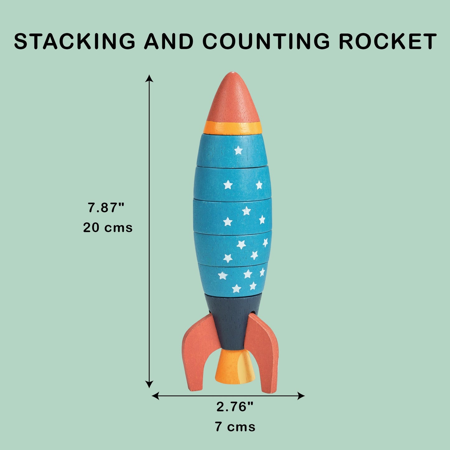 Stacking and Counting Rocket | natural wooden toy for toddlers UK